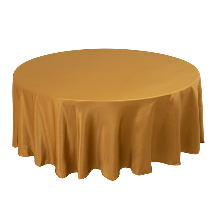 108inch Gold Seamless Lamour Satin Round Tablecloth