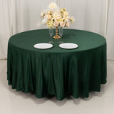 Hunter Emerald Green Seamless Lamour Satin Round Tablecloth - 108inch