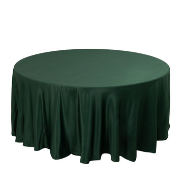 108" Hunter Emerald Green Seamless Lamour Satin Round Tablecloth