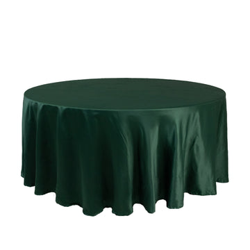 Lamour Satin 108" Round Tablecloth Hunter Emerald Green - Durable & Silk-Like Table Cover