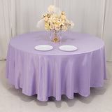 108inch Lavender Lilac Seamless Lamour Satin Round Tablecloth