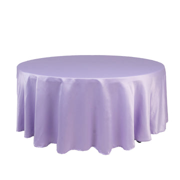 Lamour Satin 108" Round Tablecloth Lavender Lilac - Durable & Silk-Like Table Cover