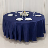 108inch Navy Blue Seamless Lamour Satin Round Tablecloth