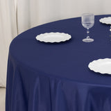 108inch Navy Blue Seamless Lamour Satin Round Tablecloth