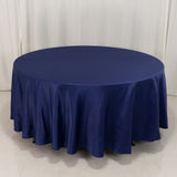 108inch Navy Blue Seamless Lamour Satin Round Tablecloth