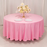 108inch Pink Seamless Lamour Satin Round Tablecloth