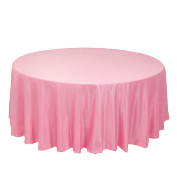 108" Pink Seamless Lamour Satin Round Tablecloth