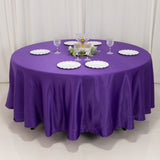 108inch Purple Seamless Lamour Satin Round Tablecloth