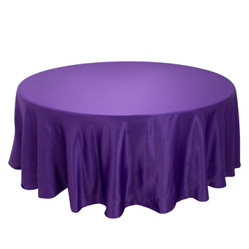 108" Purple Seamless Lamour Satin Round Tablecloth