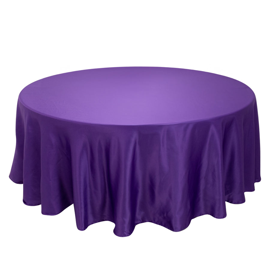 108inch Purple Seamless Lamour Satin Round Tablecloth