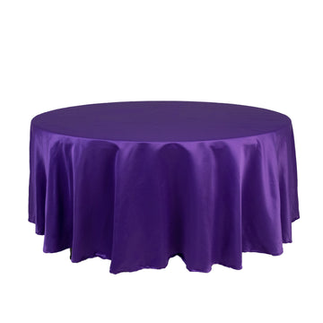 Lamour Satin 108" Round Tablecloth Purple - Durable & Silk-Like Table Cover