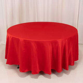 <h3 style="margin-left:0px;"><strong>Effortless Elegance with the Red Lamour Satin Round Tablecloth</strong>