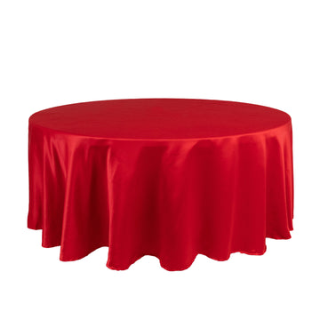 Lamour Satin 108" Round Tablecloth Red - Durable & Silk-Like Table Cover