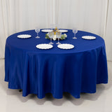 108inch Royal Blue Seamless Lamour Satin Round Tablecloth