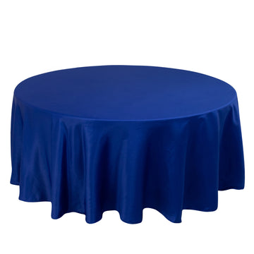 108" Royal Blue Seamless Lamour Satin Round Tablecloth