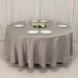 108inch Silver Seamless Lamour Satin Round Tablecloth