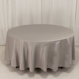 108inch Silver Seamless Lamour Satin Round Tablecloth