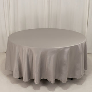 <h3 style="margin-left:0px;"><strong>Effortless Elegance with the Silver Lamour Satin Round Tablecloth</strong>