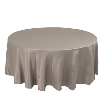 108" Silver Seamless Lamour Satin Round Tablecloth