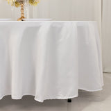 108inch White Seamless Lamour Satin Round Tablecloth