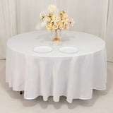 108inch White Seamless Lamour Satin Round Tablecloth