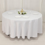 108inch White Seamless Lamour Satin Round Tablecloth