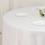 108inch White Seamless Lamour Satin Round Tablecloth