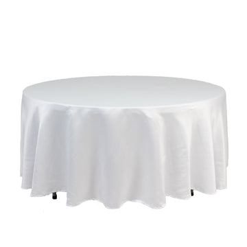 Lamour Satin 108" Round Tablecloth White - Durable & Silk-Like Table Cover for Classy Weddings & Events