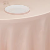 120 Blush Seamless Lamour Satin Round Tablecloth for 5 Foot Table With Floor-Length Drop