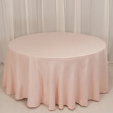 120 Blush Seamless Lamour Satin Round Tablecloth for 5 Foot Table With Floor-Length Drop