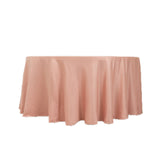 120 Dusty Rose Seamless Lamour Satin Round Tablecloth for 5 Foot Table With Floor-Length Drop