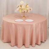 120 Dusty Rose Seamless Lamour Satin Round Tablecloth for 5 Foot Table With Floor-Length Drop