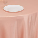 120 Dusty Rose Seamless Lamour Satin Round Tablecloth for 5 Foot Table With Floor-Length Drop