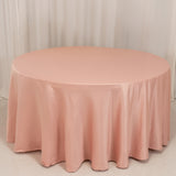 120 Dusty Rose Seamless Lamour Satin Round Tablecloth for 5 Foot Table With Floor-Length Drop