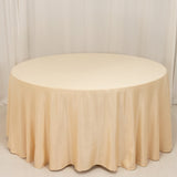 120 Beige Seamless Lamour Satin Round Tablecloth for 5 Foot Table With Floor-Length Drop