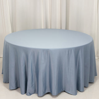 <h3 style="margin-left:0px;"><strong>Seamless Dusty Blue Lamour Satin Round Tablecloth 120”</strong>