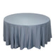 120 Dusty Blue Seamless Lamour Satin Round Tablecloth for 5 Foot Table With Floor-Length Drop