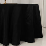 120 Black Seamless Lamour Satin Round Tablecloth for 5 Foot Table With Floor-Length Drop