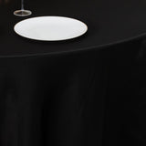 120 Black Seamless Lamour Satin Round Tablecloth for 5 Foot Table With Floor-Length Drop