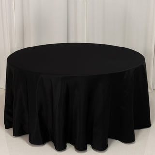 <h3 style="margin-left:0px;"><strong>Seamless Black Lamour Satin Round Tablecloth 120”</strong>