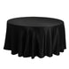 Lamour Satin 120" Round Tablecloth Black - Seamless Table Cover with Soft Tempered Sheen for Upscale Gatherings