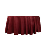 120 Burgundy Seamless Lamour Satin Round Tablecloth for 5 Foot Table With Floor-Length Drop