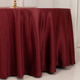 120 Burgundy Seamless Lamour Satin Round Tablecloth for 5 Foot Table With Floor-Length Drop