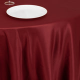 120 Burgundy Seamless Lamour Satin Round Tablecloth for 5 Foot Table With Floor-Length Drop