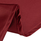 120 Burgundy Seamless Lamour Satin Round Tablecloth for 5 Foot Table With Floor-Length Drop