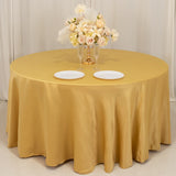 120 Champagne Seamless Lamour Satin Round Tablecloth for 5 Foot Table With Floor-Length