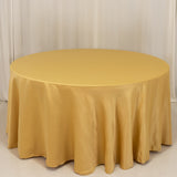 120 Champagne Seamless Lamour Satin Round Tablecloth for 5 Foot Table With Floor-Length