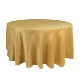 120 Champagne Seamless Lamour Satin Round Tablecloth for 5 Foot Table With Floor-Length