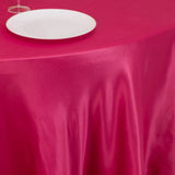 120 Fuchsia Seamless Lamour Satin Round Tablecloth for 5 Foot Table With Floor-Length Drop