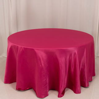 <h3 style="margin-left:0px;"><strong>Seamless Fuchsia Lamour Satin Round Tablecloth 120”</strong>